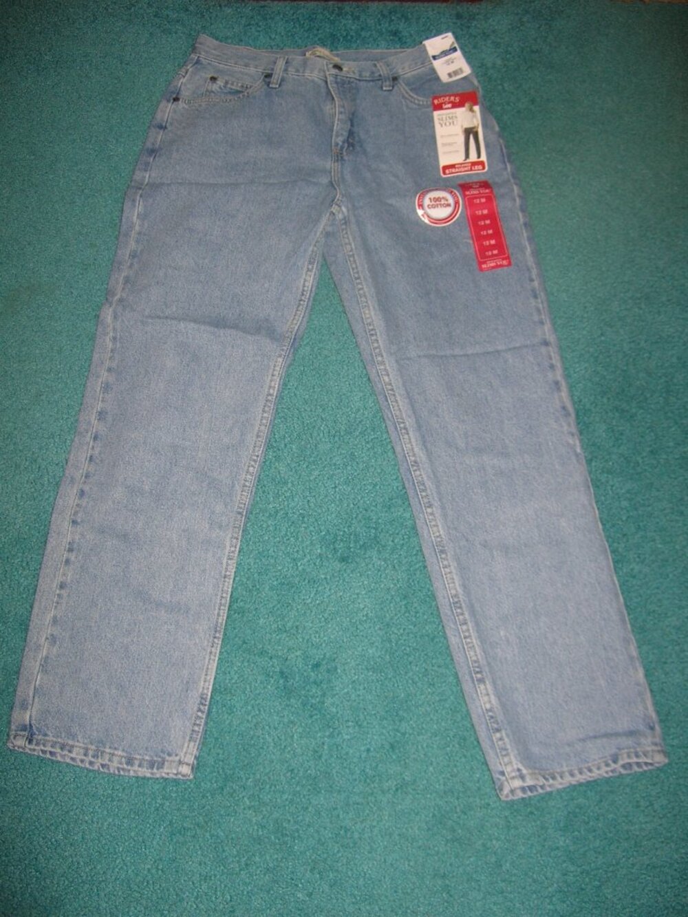 Women's Lee Riders Denim Jeans Sz 12 Med Lt Blue New 100% Cotton 6 Slims You!